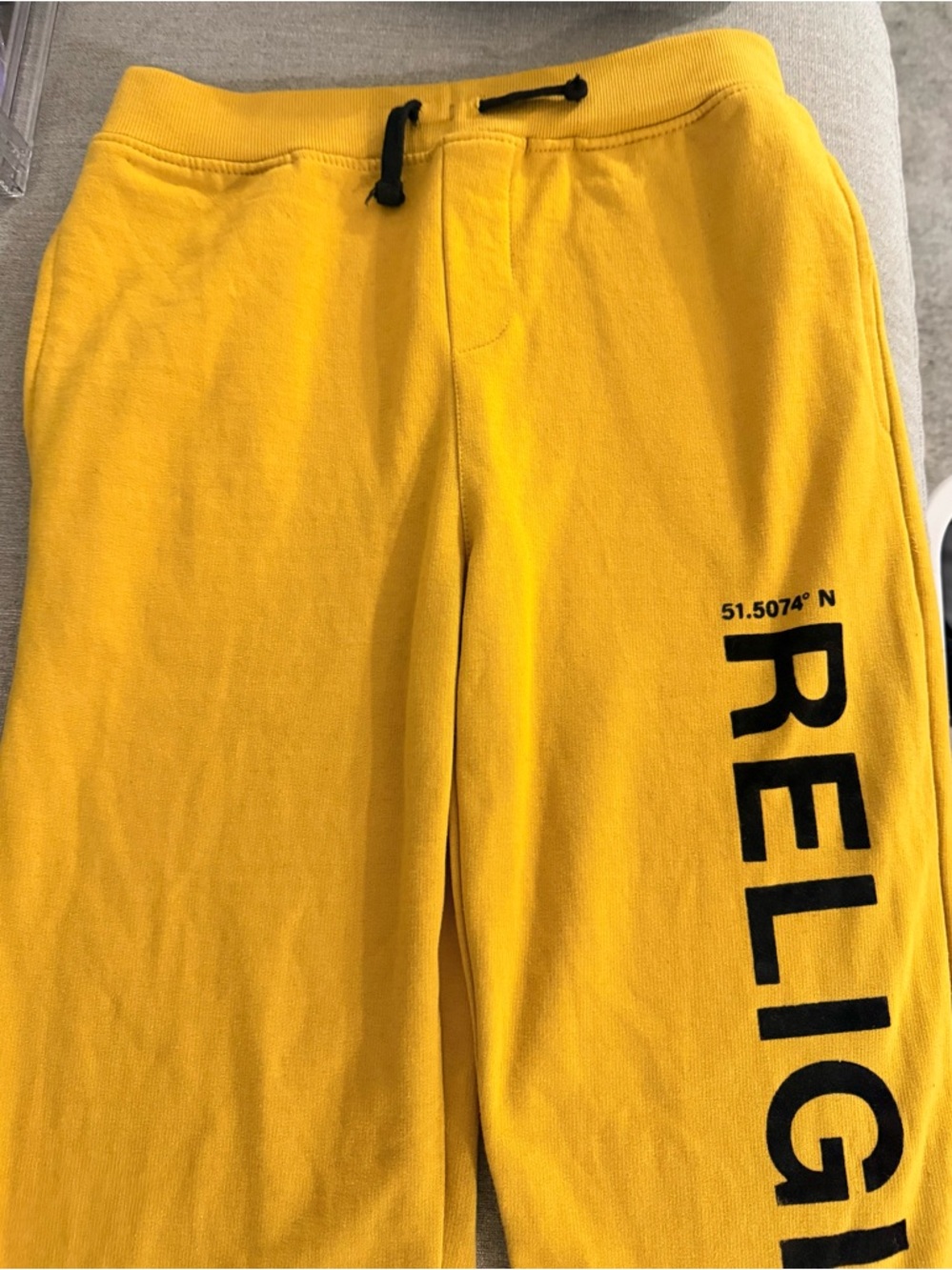 True‎ Religion Bright Yellow/Honey Mustard Logo Joggers YOUTH XL - Picture 5 of 7